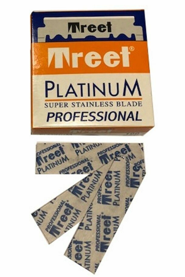 100 Treet Replaceable Straight Edge Half Blades for Barber & Shavette Razors