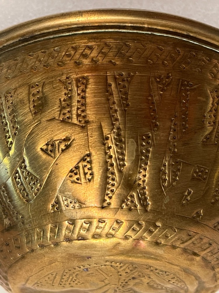 Antique Vintage Middle Eastern Engraved Brass Bowls X 3