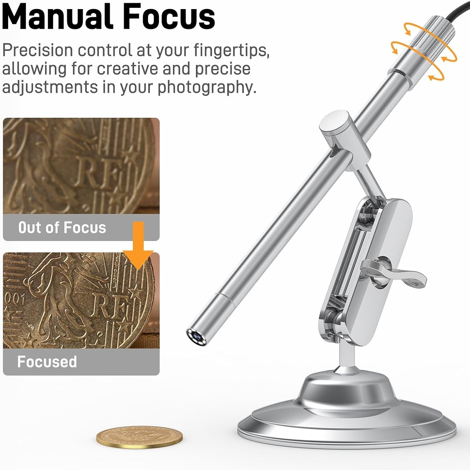 Teslong USB-C Digital Microscope 10X to 200X Magnification Portable Camera Metal