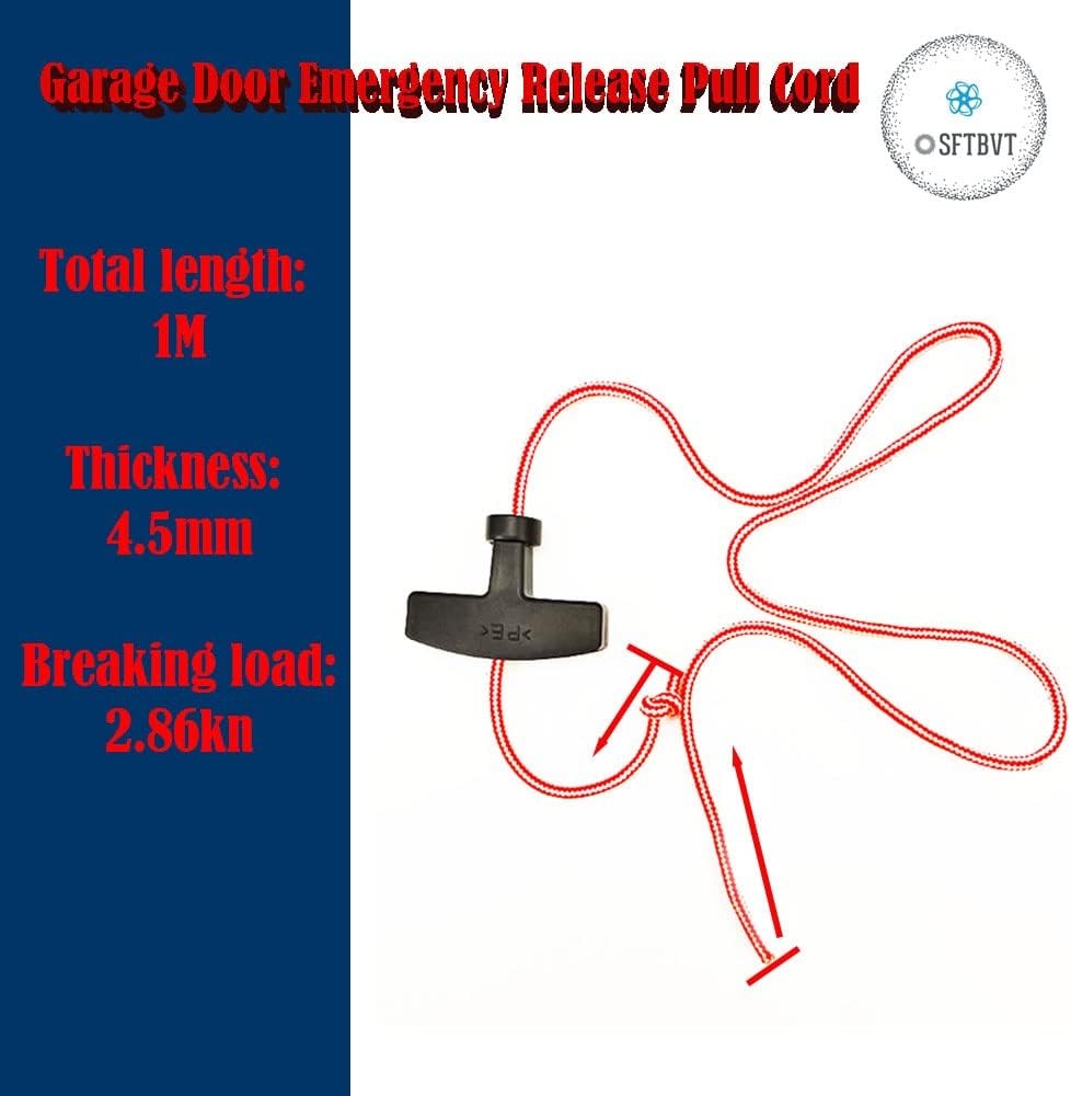 Garage Door Emergency Release Pull Cord with Handle Opener, Attic...