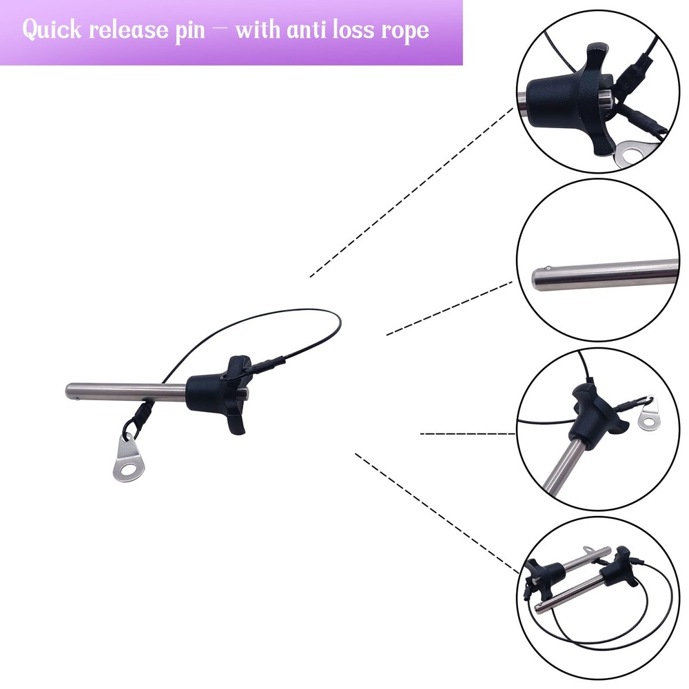 2 PCS 8mmx25mm Triangular Cap Ball Locking Pins with Push Button Lanyard