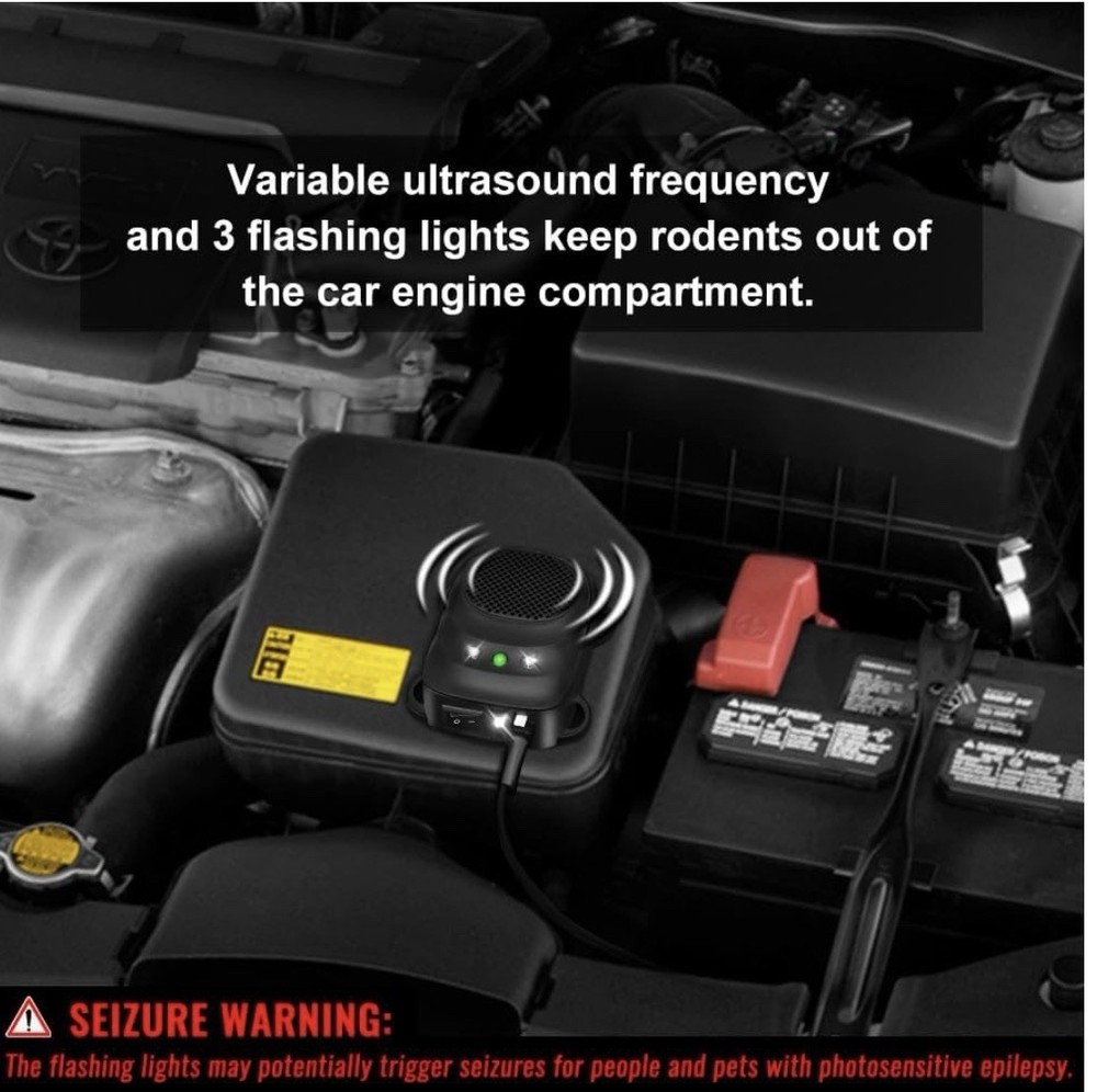 Ultrasonic Car Engine Rodent Repeller Plug-In Electric LED Flashlight 2 Pack