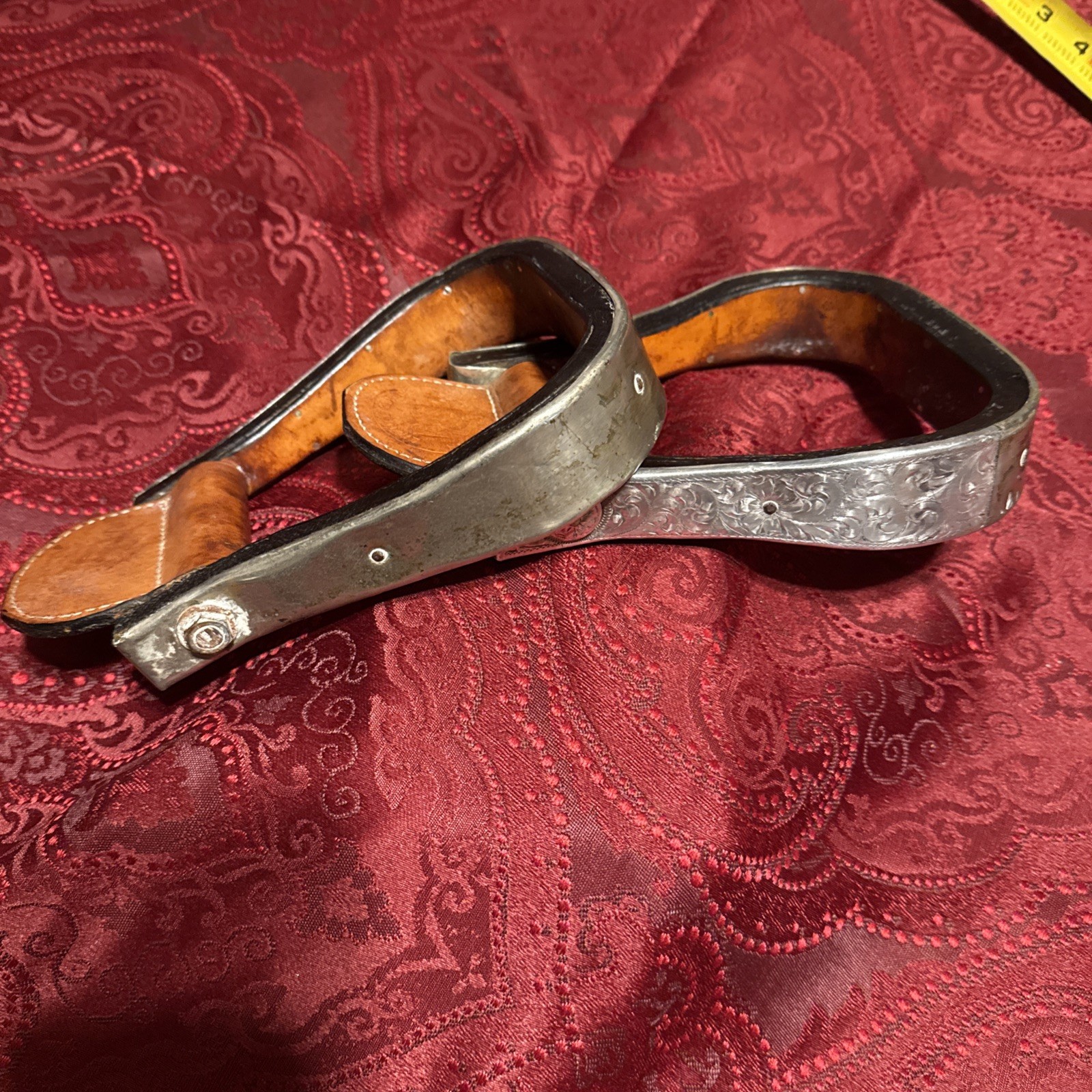 Billy Royal Marked Engraved Sterling silver Western Saddle Stirrups 1.5 inch