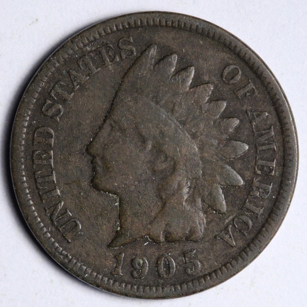 1905 Indian Head Cent Penny REVERSE CUD ERROR RARE! E230 AUC