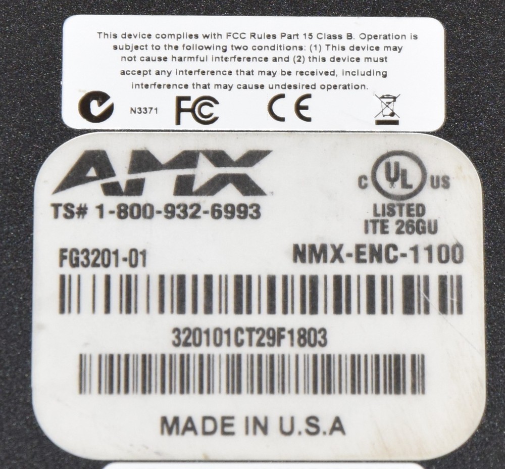 AMX NMX-ENC-1100 FG3201-01 H.264 Encoder Multi Format Video Inputs