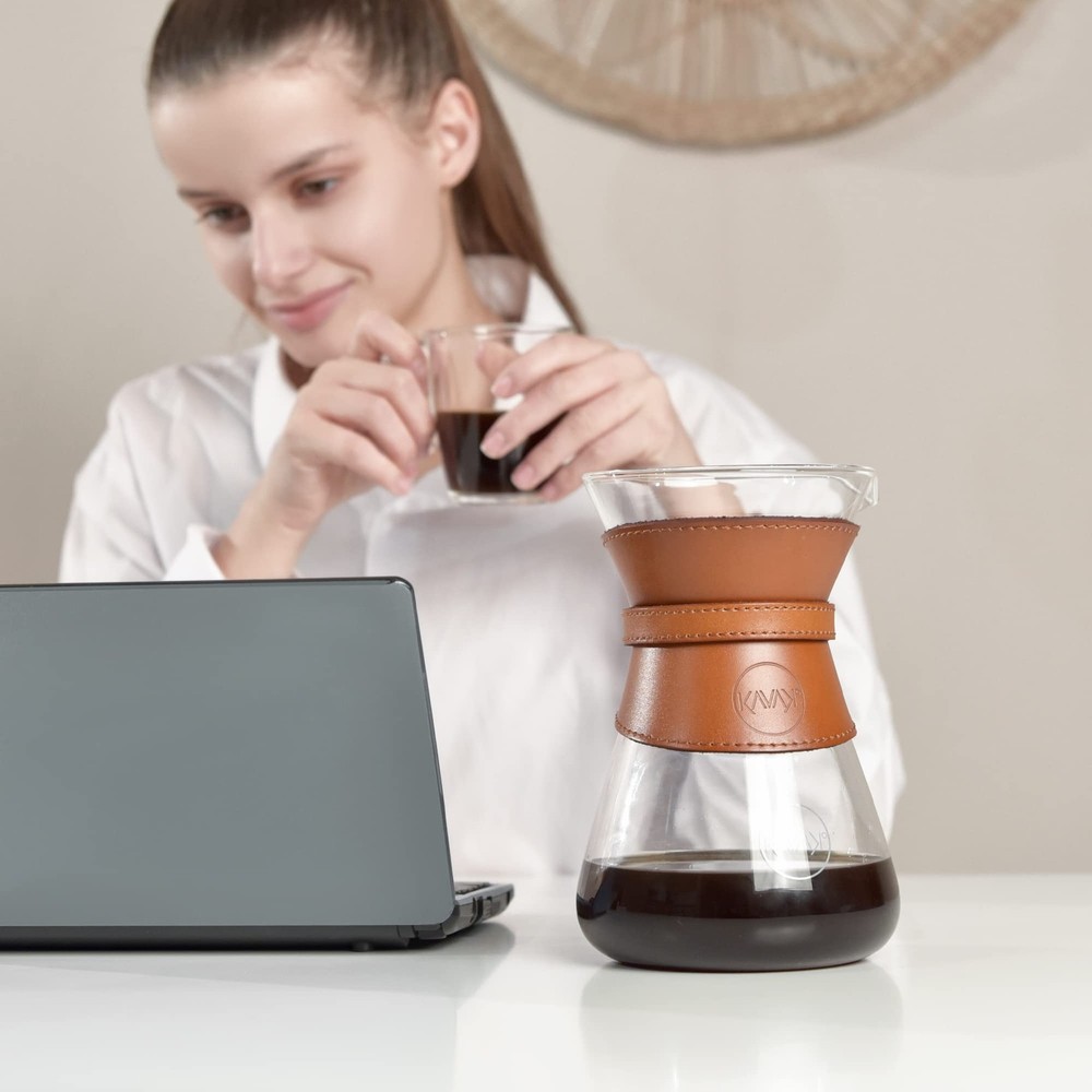 Pour Over Coffee Maker Set with Double-Layer Stainless Steel Filter, Coffee Drip