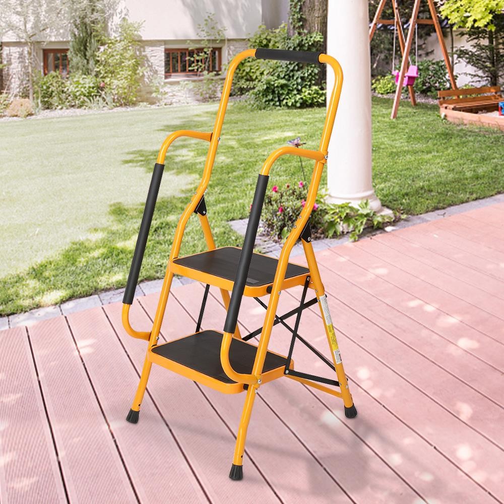New 2 Step Lightweight Ladder Platform Foldable Stool 330lbs Load Saving Space