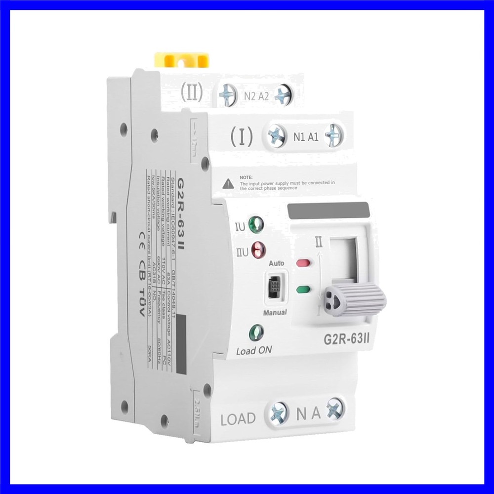 Mini ATS AC Automatic/Manual Transfer Switch 2P 63A 110V, ATS Manual Transfer...