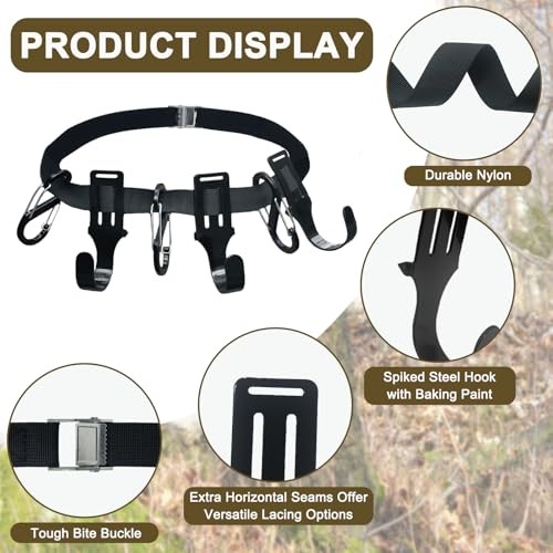 Tree Stand Straps Bow Hanger with Metal Hooks, High Loading Two Straps Style