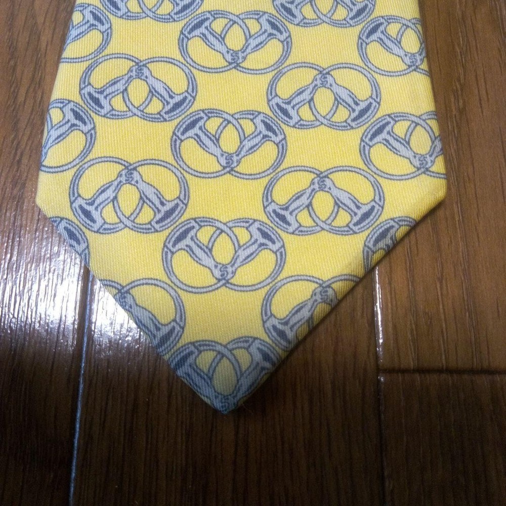 Hermes Pretzel Pattern Tie Yellow