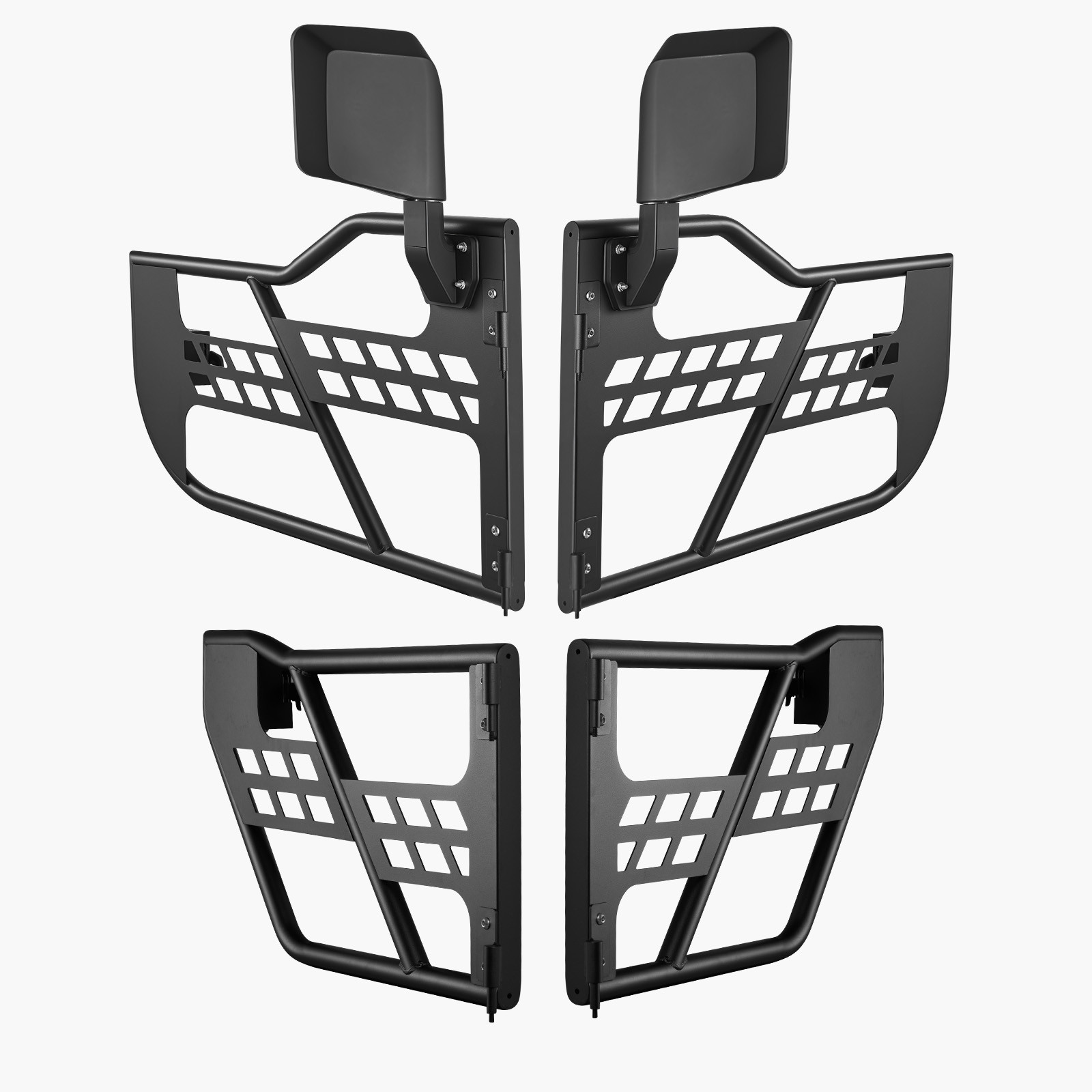 Front+Rear Side Tube Doors & Side View Mirrors For 2007-2018 Jeep Wrangler JK