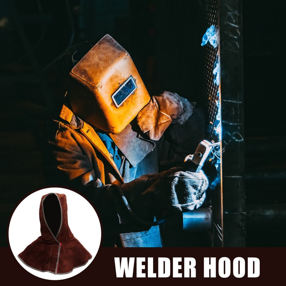Cowhide Welding Hood Protective Caps With Neck Shoulder Drape