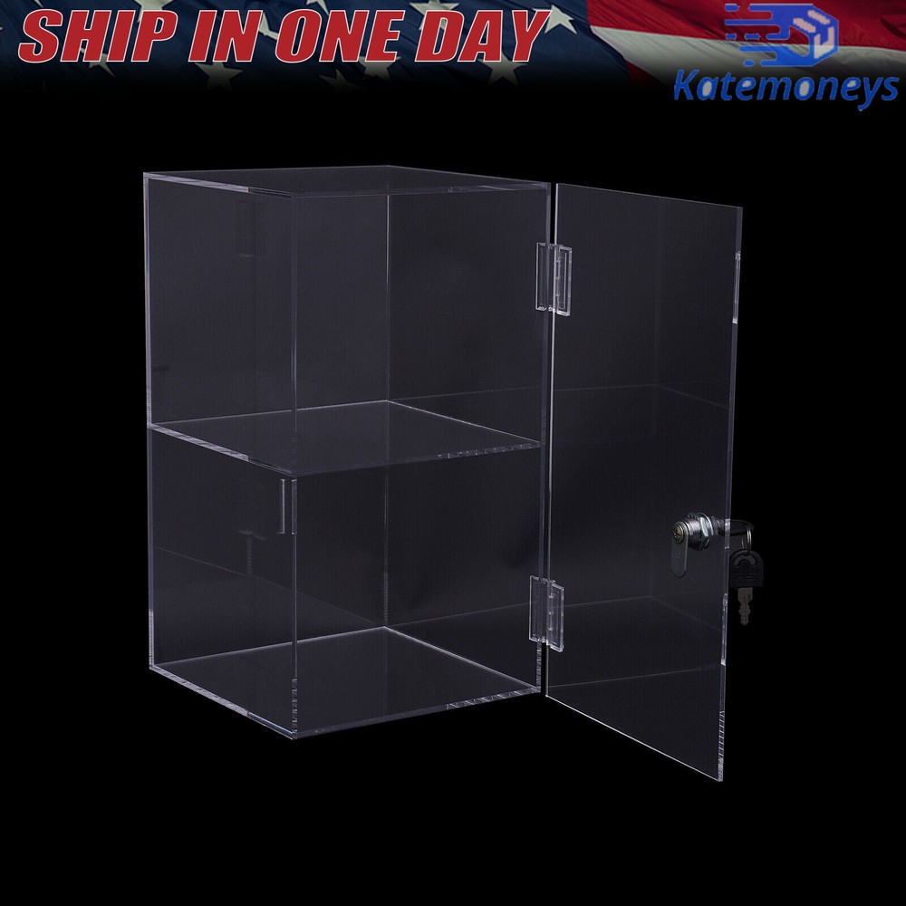 2-layers Countertop Display Case 20*20*35cm Locking Security Showcase Cabinet US
