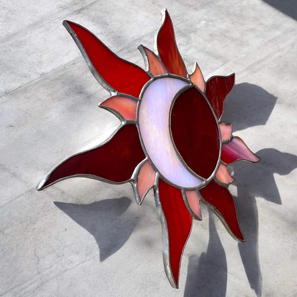 Stained Glass Eclipse Sun-carcher In Red Hues