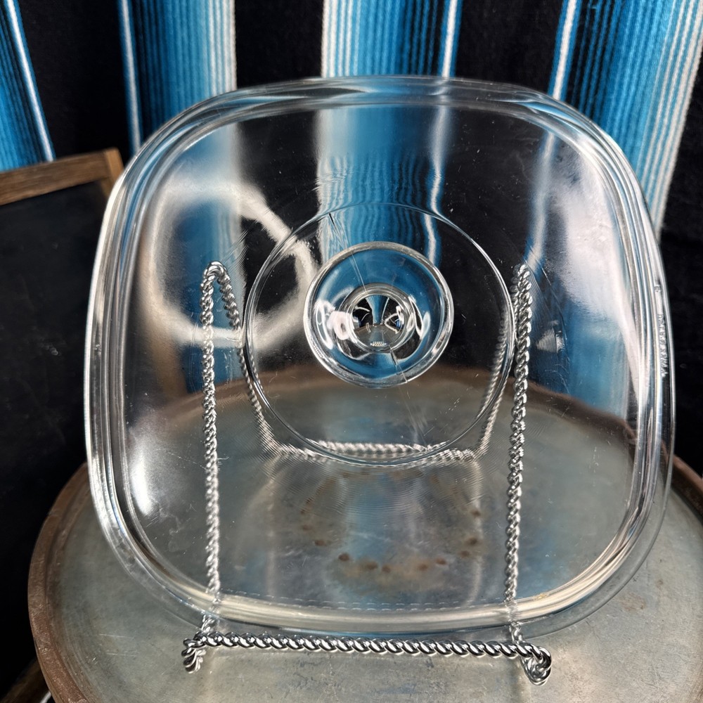 Corning Ware Pyrex A 12 C Square Glass Domed Replacement Lid Clear-VTG