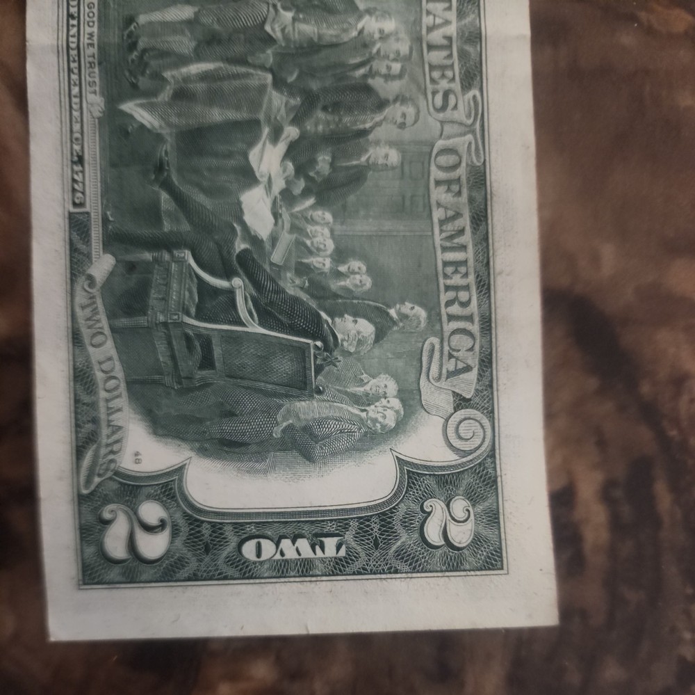 Rare $2 Bill, 1976 K Series, Error Print on right border (misalignment)