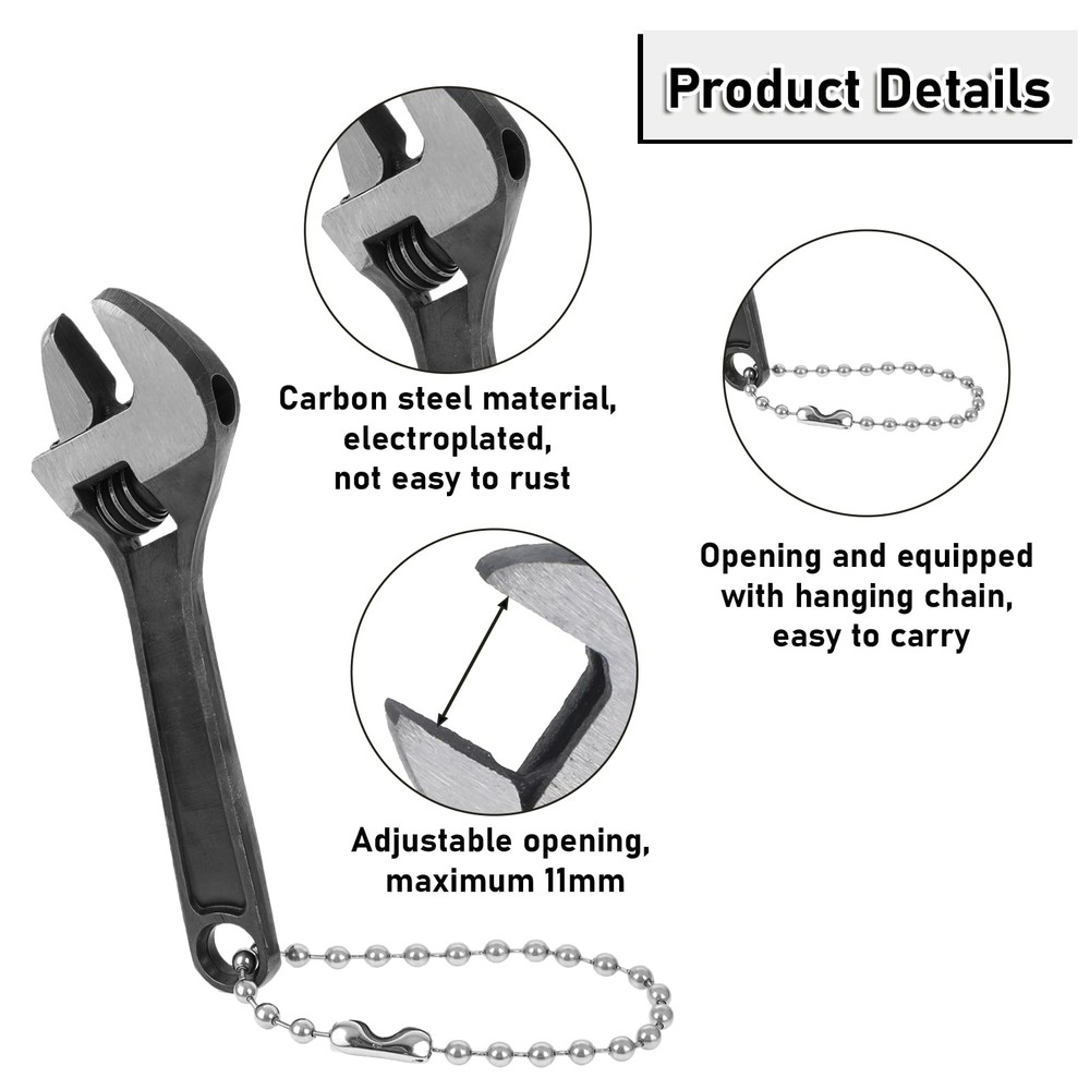 2 Pcs 2.5'' TinAdjustable Wrench, Mini Adjustable Wrench Small Crescent Wre