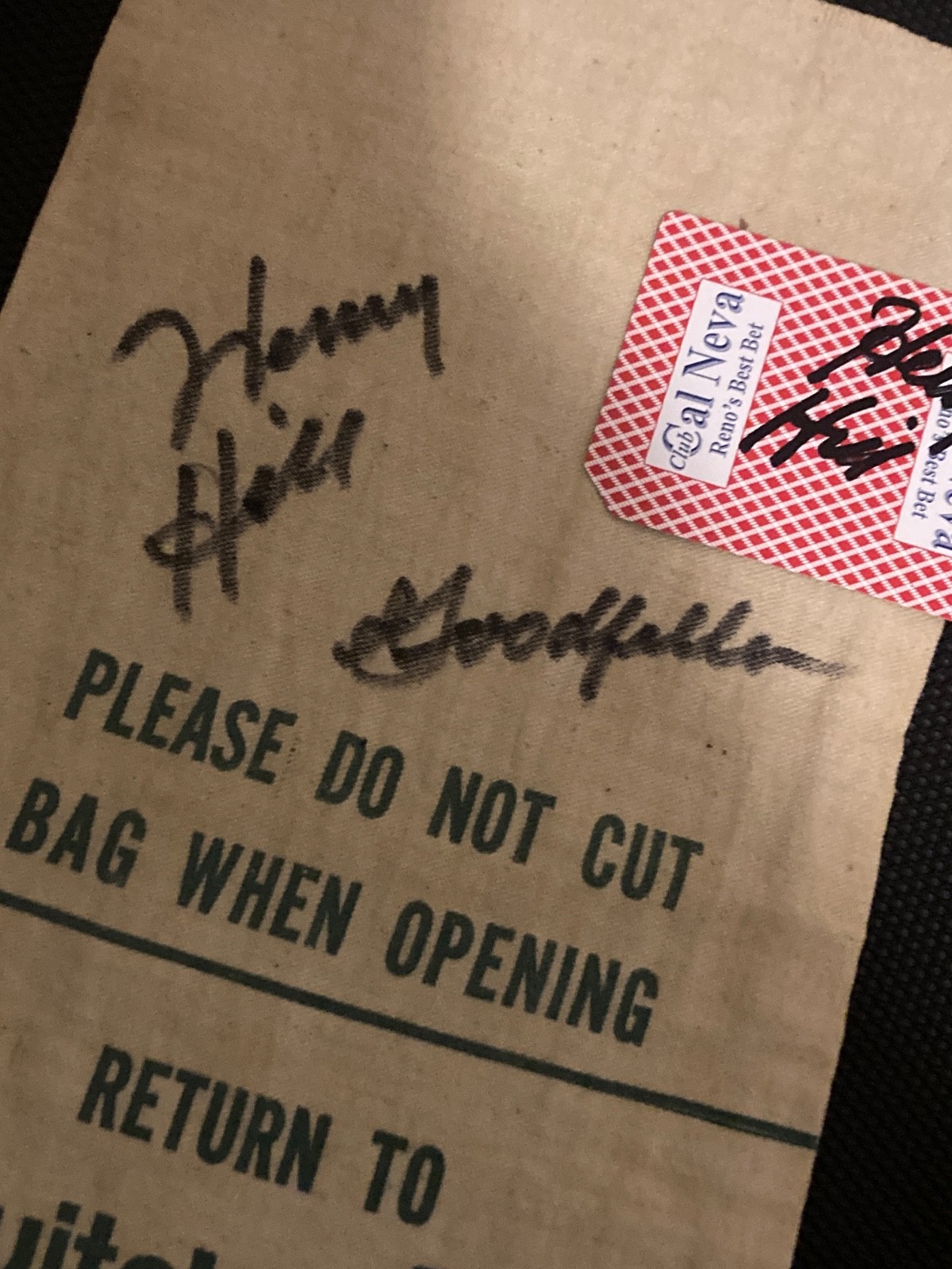 HENRY HILL Inscribed Goodfellas Signed Autograph EMPTY MONEY BAG SIGNED CARD 7 H