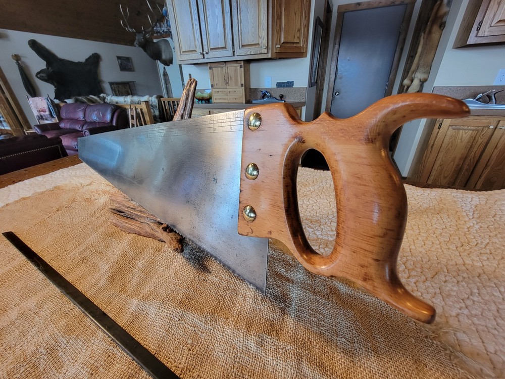 Antique Combination Hand Saw 26" 8 pt legible rule SHARP