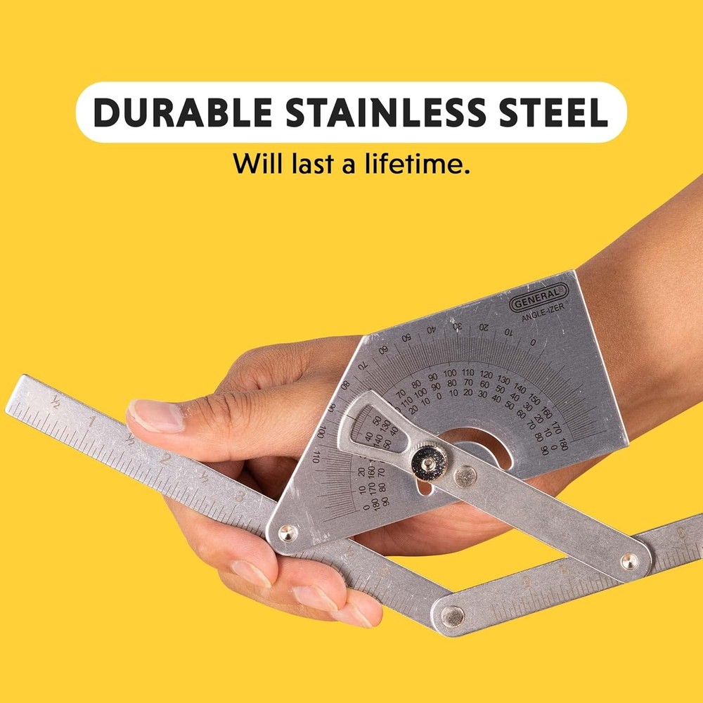 General Tools Protractor and Angle Finder #39, Stainless Steel, Outside,...