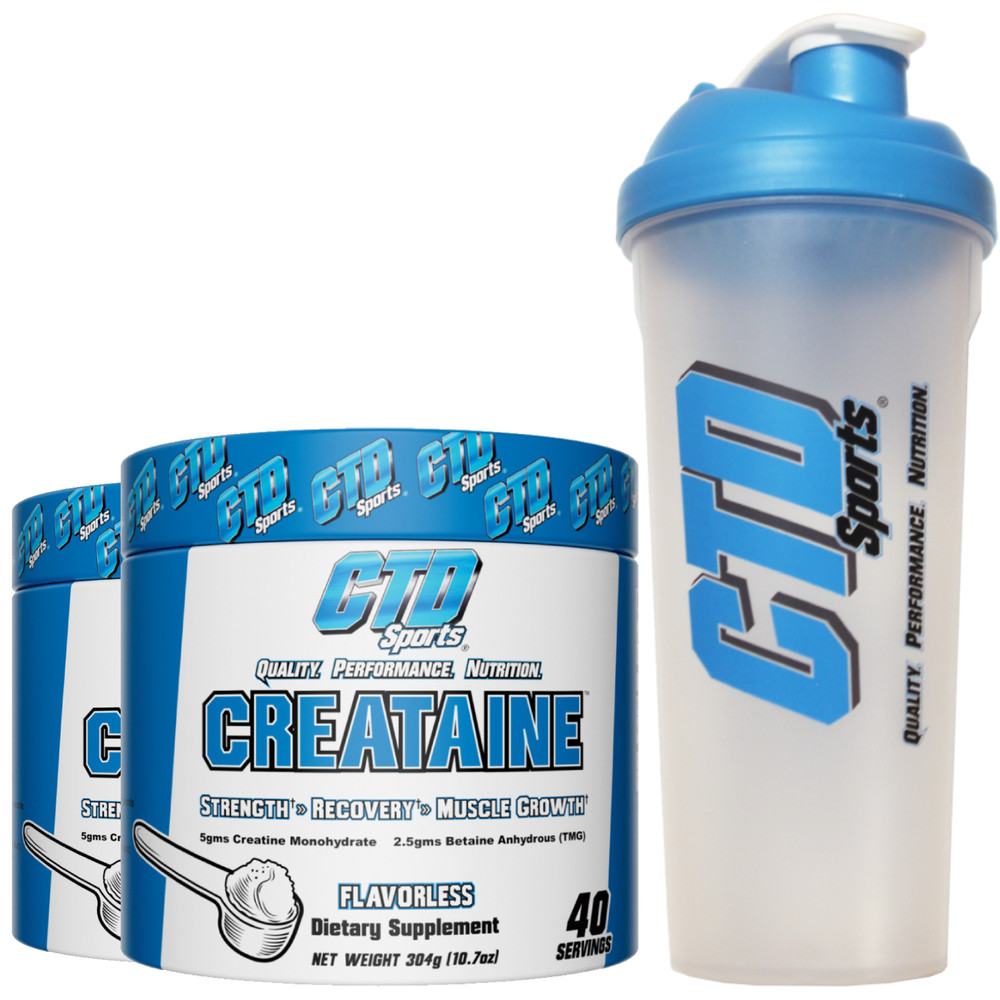 CTD Sports Creatine Powder 40 Servings 2 PACK with Shaker