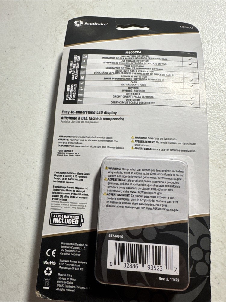 Southwire M500CX4 Video Cable Mapper & Tester,New
