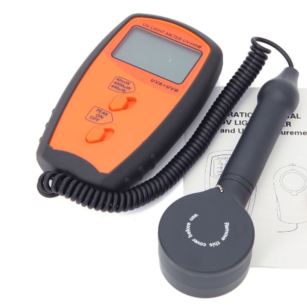 Digital UV Light Meter UV340B, Portable UVA/UVB Radiometer with LCD Display
