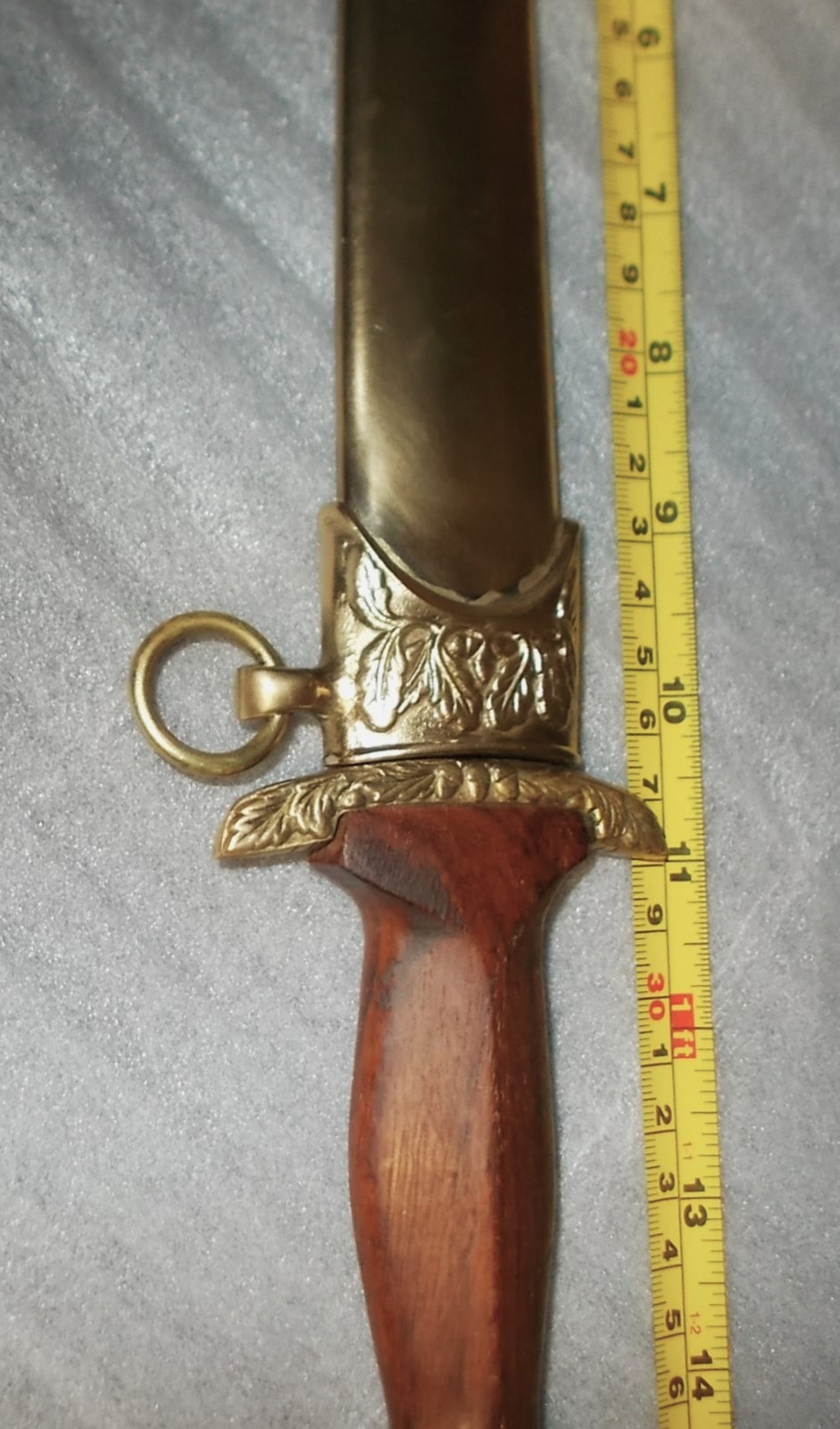 RARE? Vtg Brass or Copper Sheath & Double Edged Dagger Knife Hand Engraved INDIA