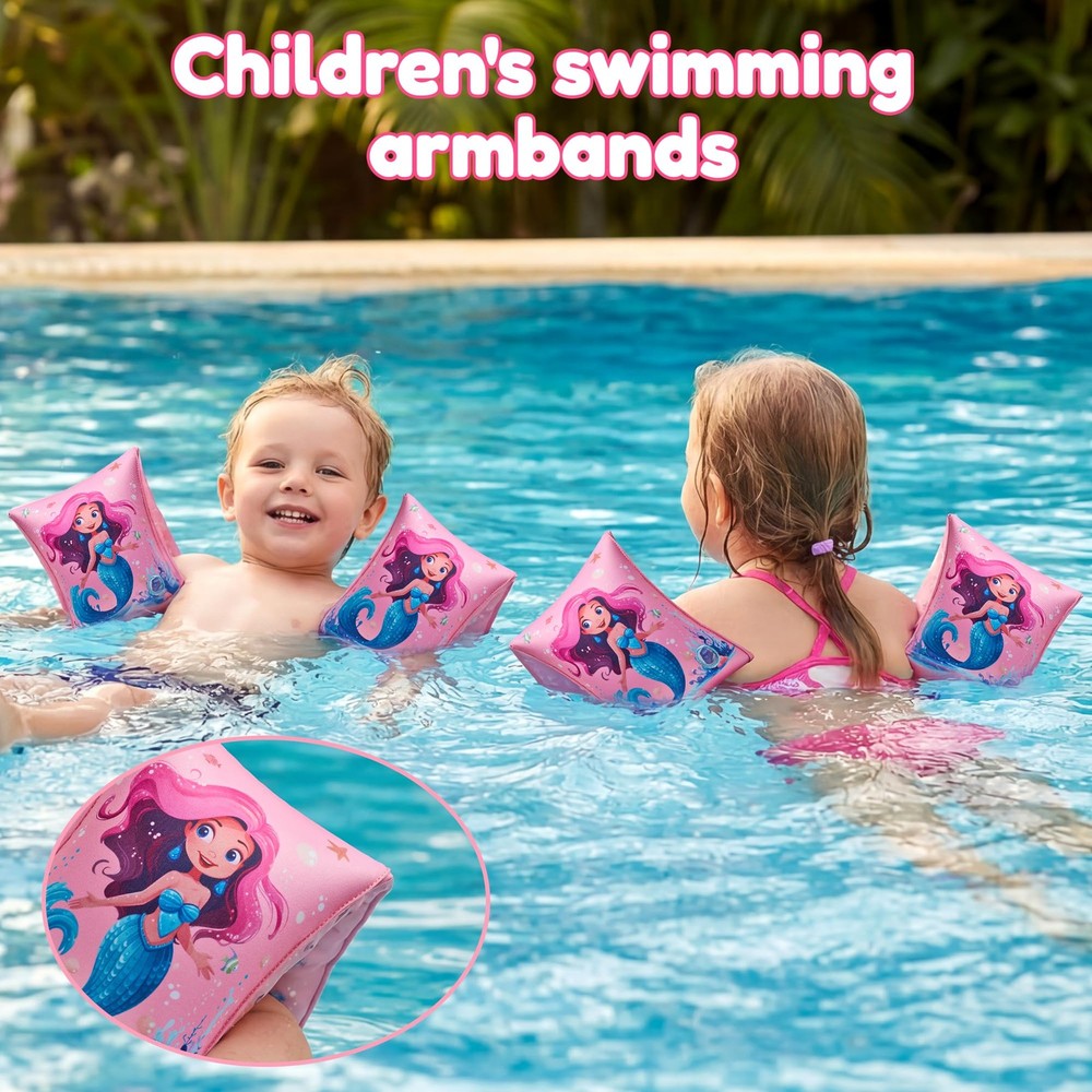 Arm Floaties for Kids, 2 Pack Inflatable Pool Floaties, Soft Fabric-Covered A...