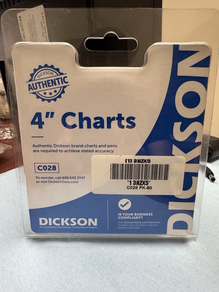 DICKSON Temperature Recorder Chart Papers 4”, C028 (Monthly)