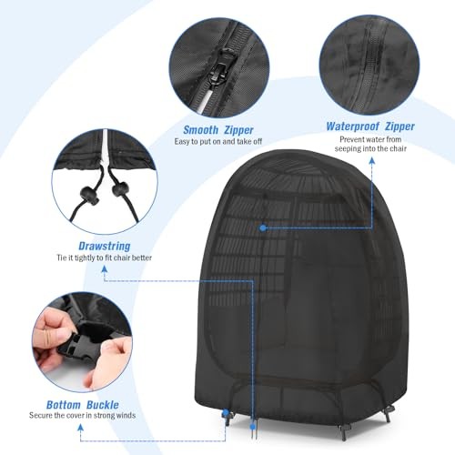 Outdoor Egg Chair Cover, 40inch Double Egg Chair Covers 40"L x 40"W x 56"H