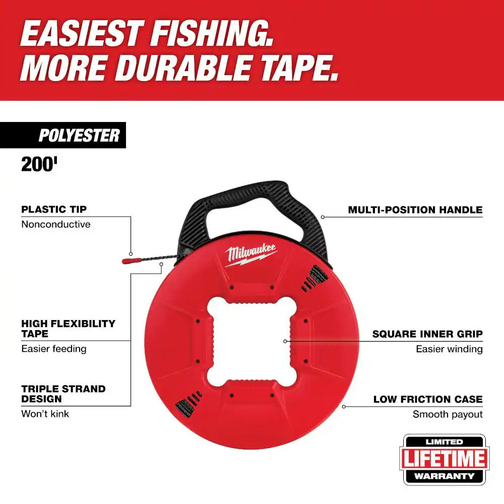 200 Ft. Polyester Fish Tape with Non-Conductive Tip