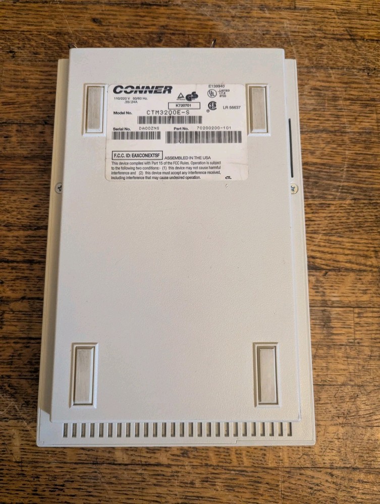 Vintage Conner CTM3200E-S External Tape Drive Computer Memory Retrieval