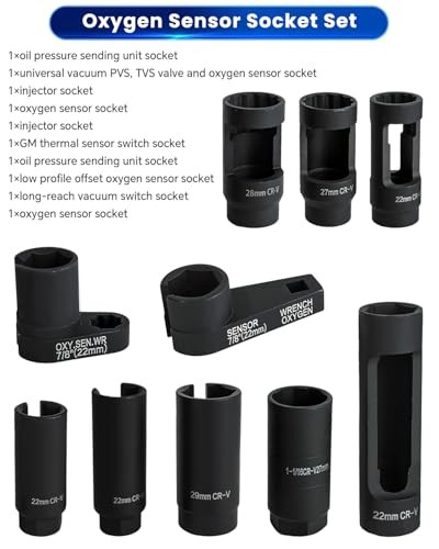 10Pcs Oxygen Sensor Socket Set Sensor Oil Pressure Sending Unit Removal Kit