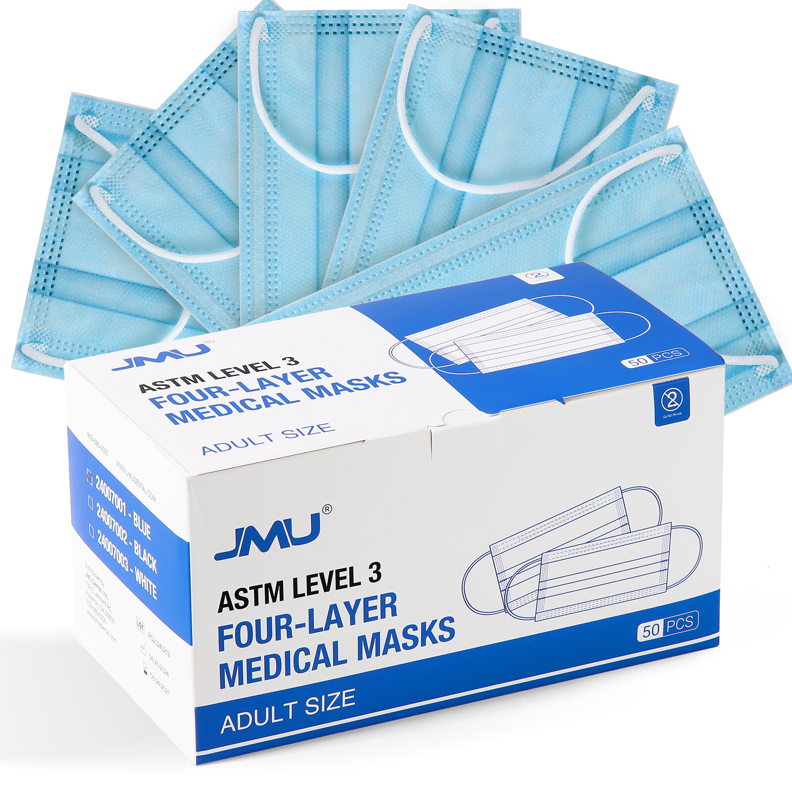 JMU Black ASTM Level 3 Medical Mask 4 Layer Disposable Face Masks BFE 98%