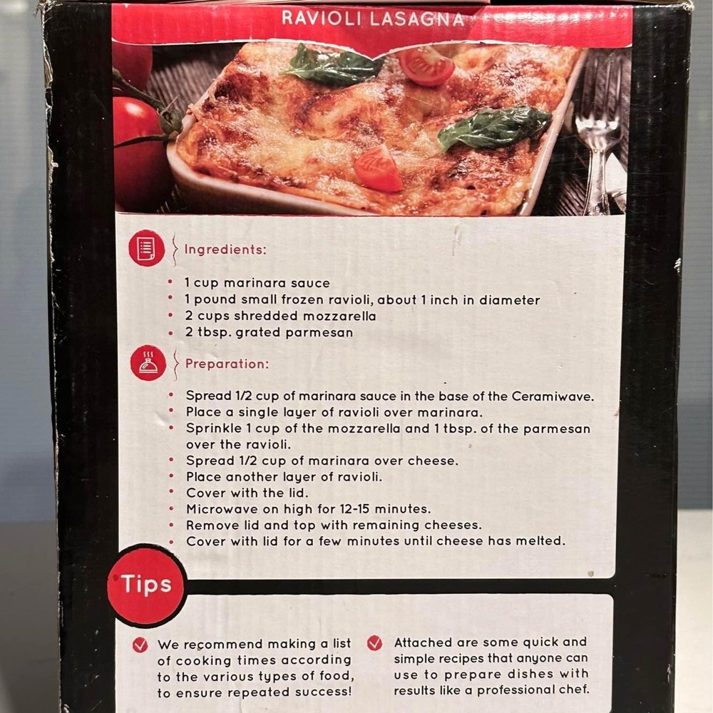 Ceramiwave Pro Red Ceramic Cooking and Baking System NEW! Damaged Box