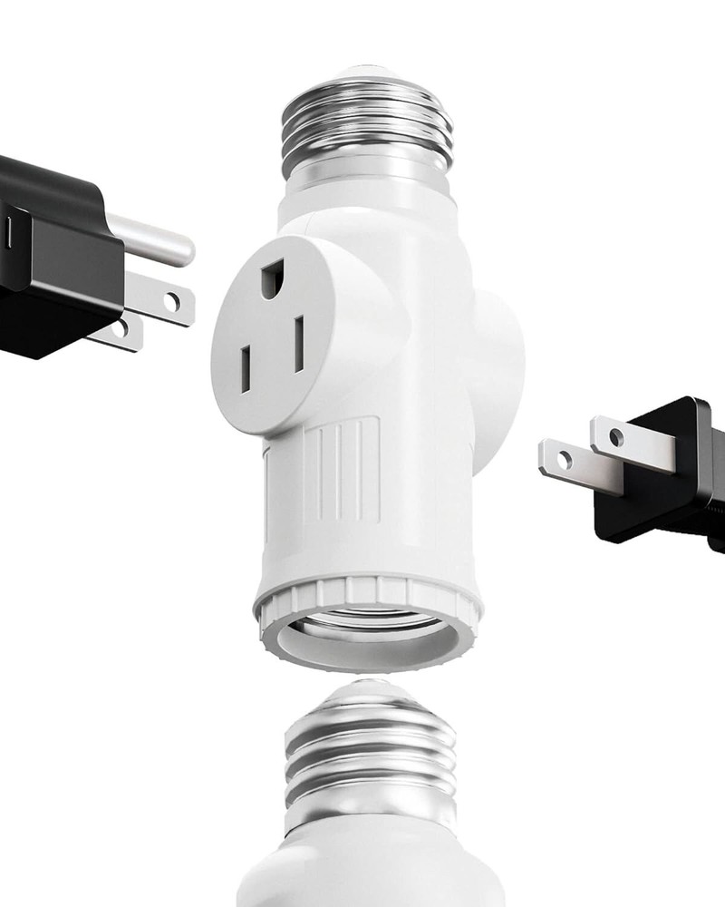 E26/E27 Light Socket to Plug Adapter 2/3 Prong Light Bulb Outlet Plug Converter