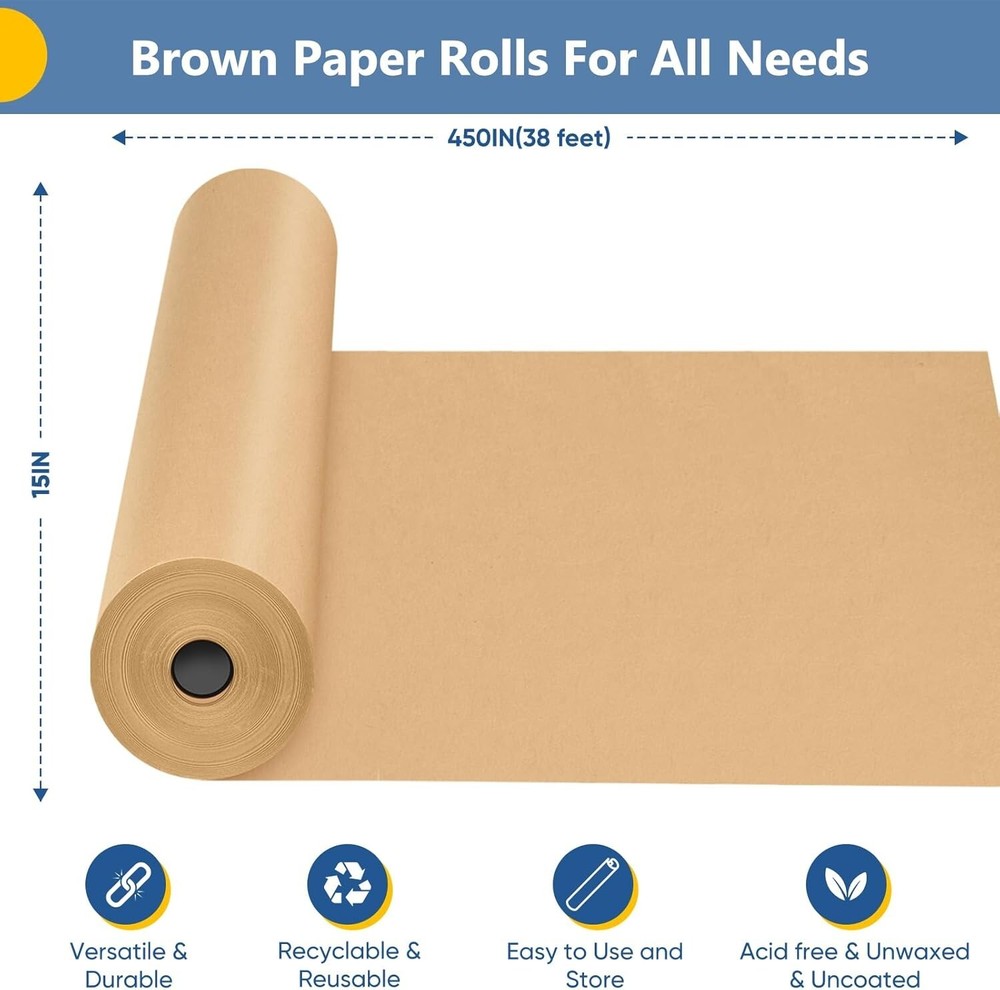 Classic Brown Wrapping Paper Roll 15" x 450" - Your Creative Gift Wrap Solution