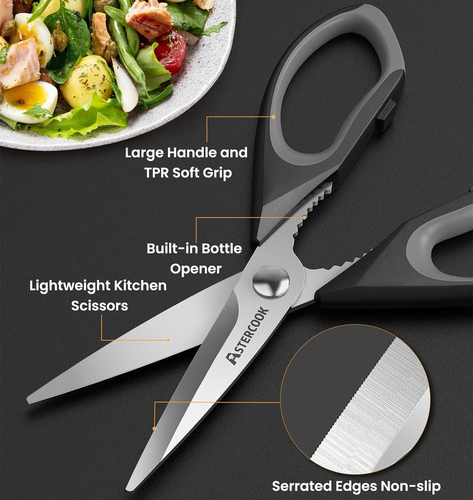 Astercook Kitchen Scissors All Purpose Heavy Duty,3 Pack Kitchen Shears Set,Stai