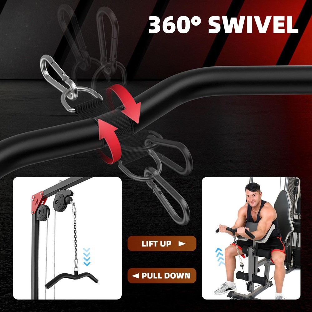 LAT Pull Down Attachment, Gym Tricep Rope Machine LAT Pulldown Bar, Strength ...