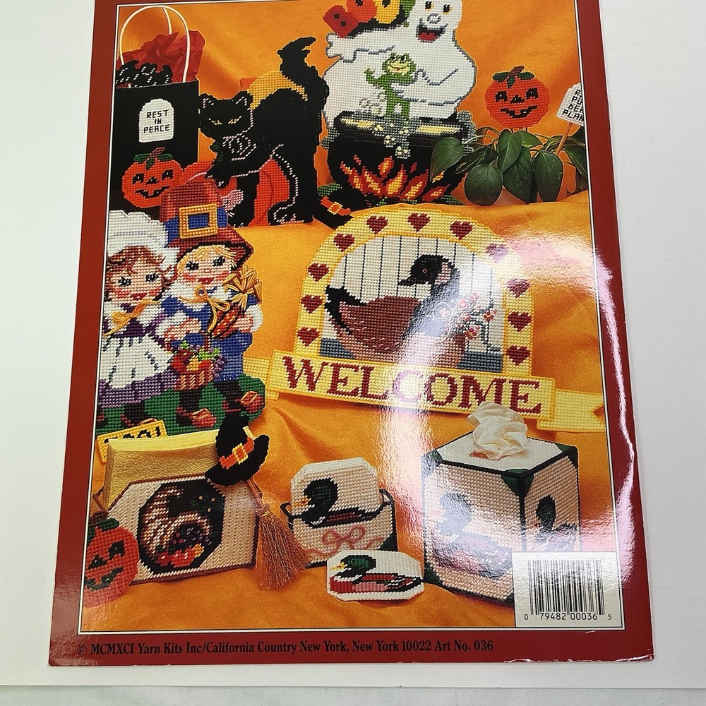 Vintage 90s Halloween Plastic Canvas Patterns 3 Booklets Ghost & Goblins Galore