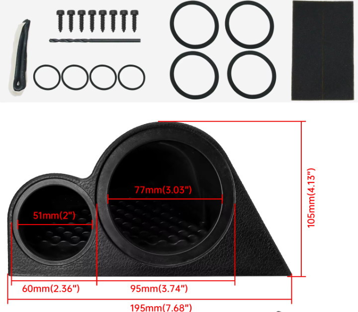 Dash Mount Midrange & Tweeter Pods Boxes 2-Way Speaker Enclosure Housing Plastic