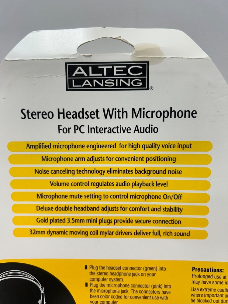 NIP Altec Lansing Stereo Headset With Microphone for PC Interactive Audio AHS20