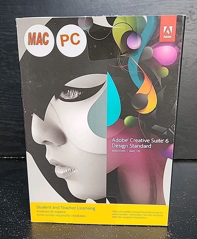 Adobe Creative Suite 6 Design Student and Teacher ~  Windows & Mac ~ NO Code