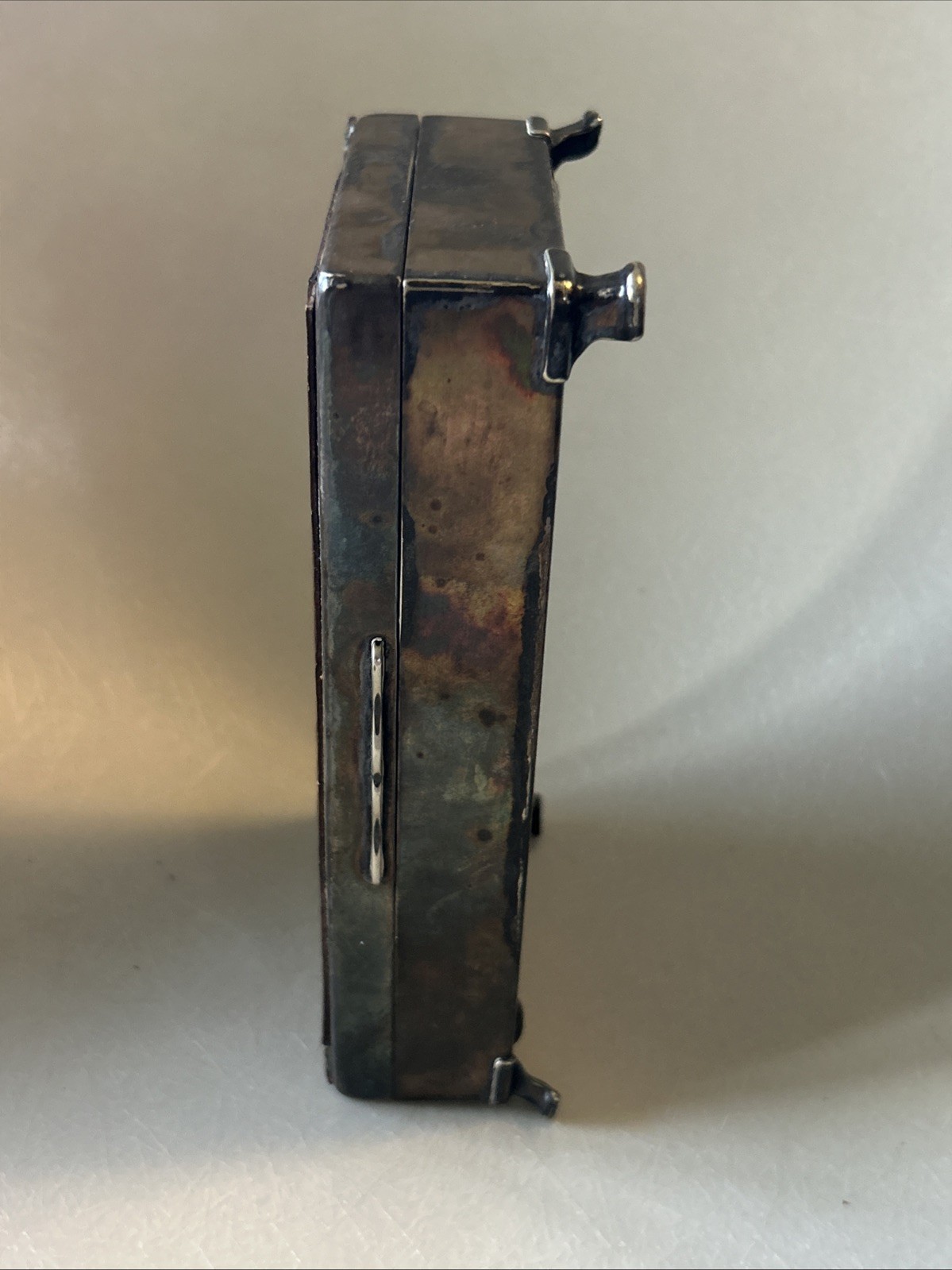 Aristocrat Silver Plate w/ Crocodile/ Alligator Top Cigarette Box Wood Lining