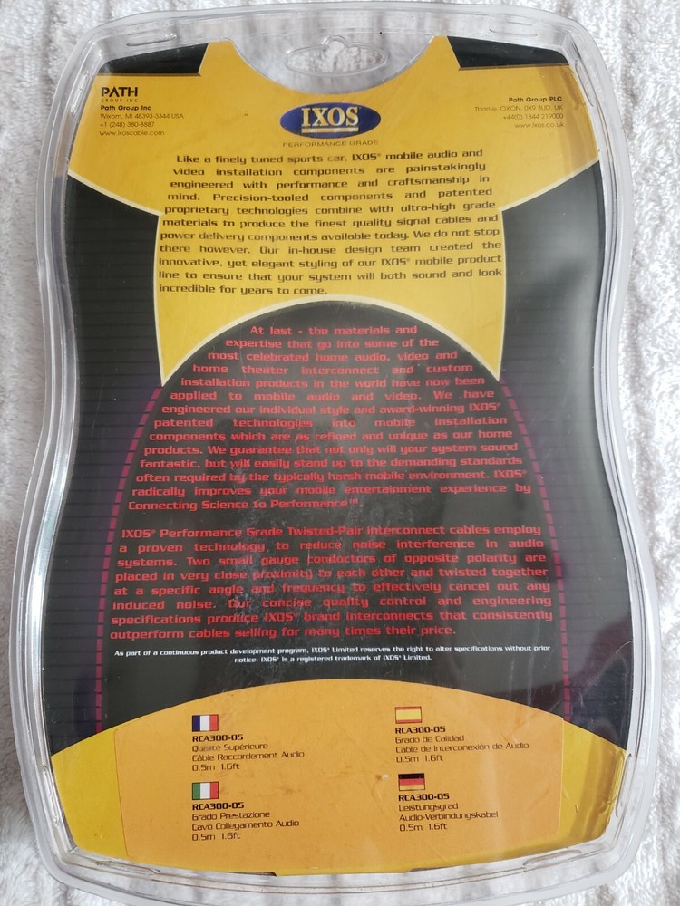 IXOS Rca300-5 NEW Audio Interconnect Cable