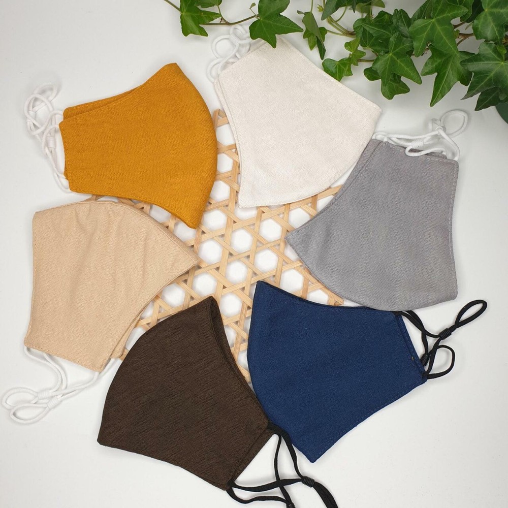 Double layers 100% linen face mask, better breathing, washable, reusable