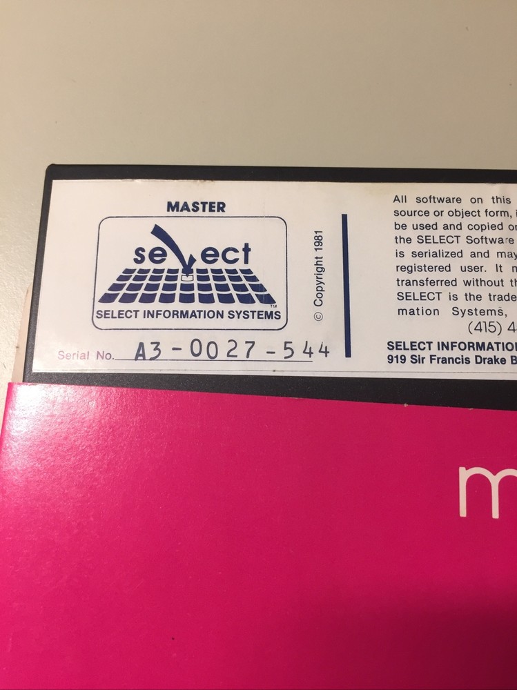 Vintage Select Information Systems MASTER 5.25” Floppy Disk VHTF