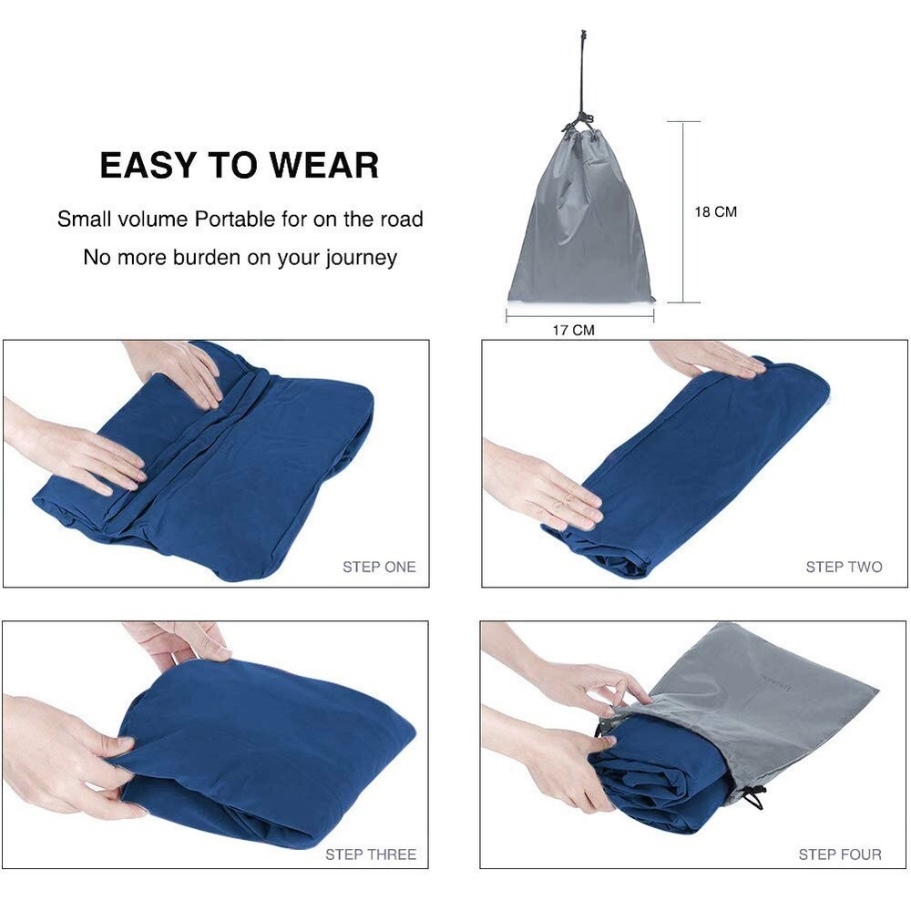 Inflatable Travel Foot Rest Pillow Portable Adjustable 3-Layer Height Stool BLUE
