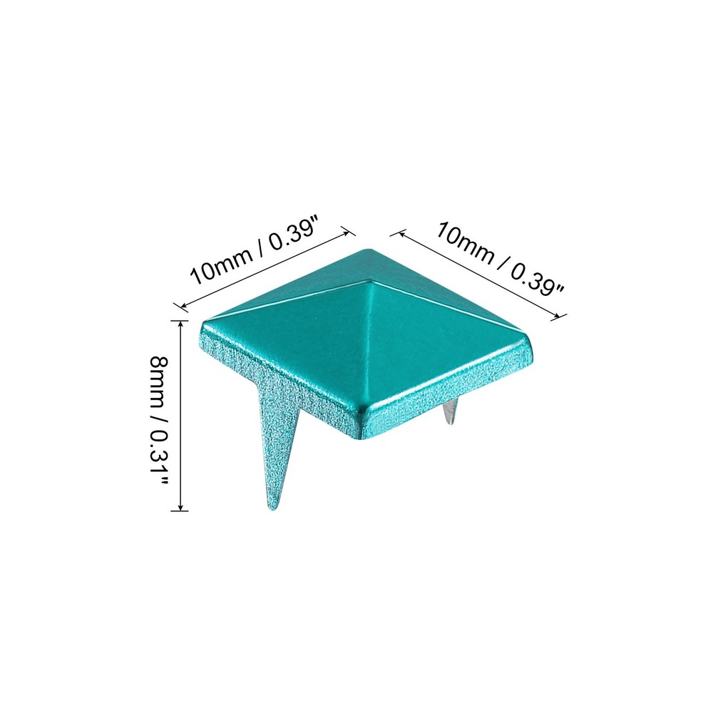 100Pcs Square Pyramid Rivets, 10mm Two-Jaw Studs Spikes (Blue)